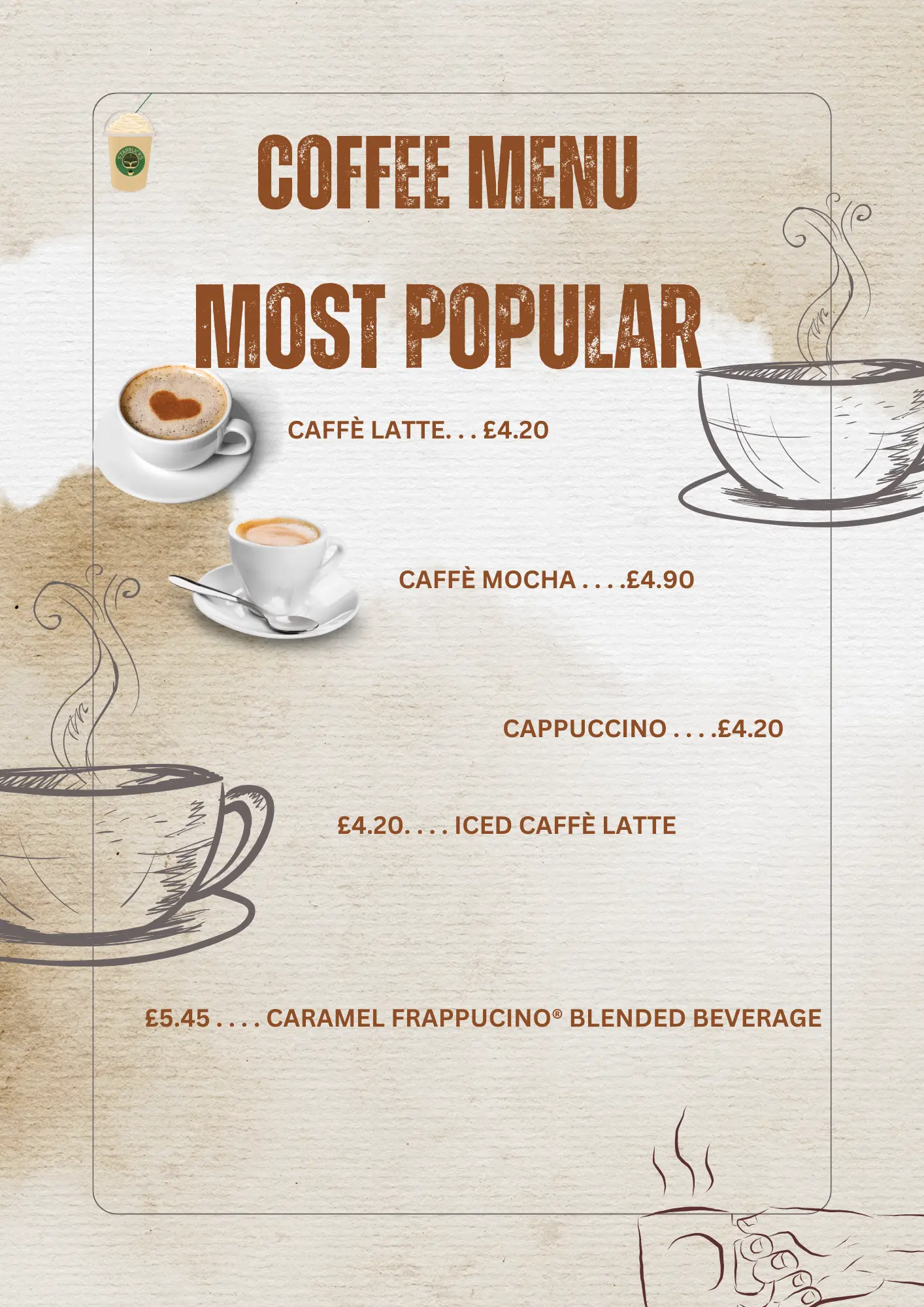 coffee menu starbucks uk