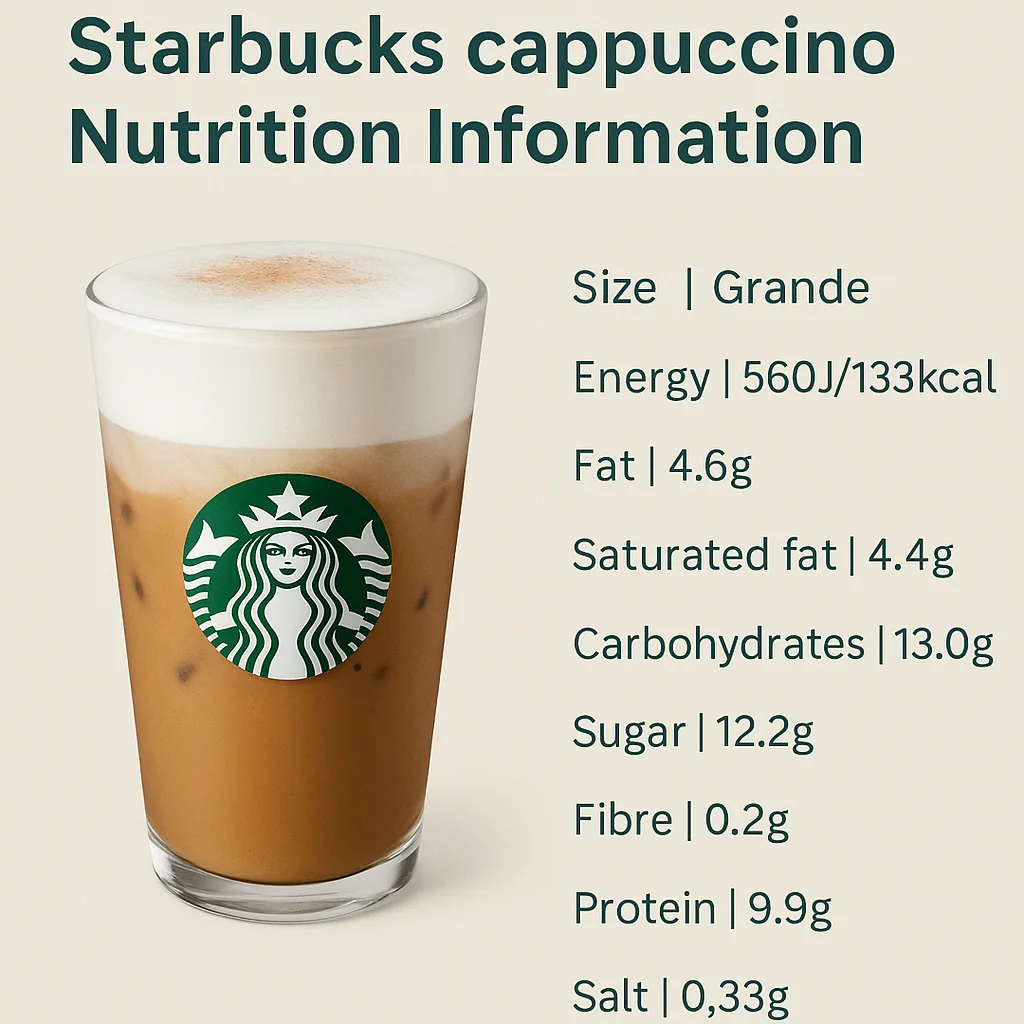 Starbucks Cappuccino price with Nutrition UK 2025 2 cappuccino-nutrition-information