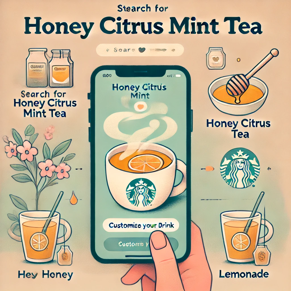 How to Get a Medicine Ball from Starbucks App 1 An illustrated guide to ordering a Medicine Ball (Honey Citrus Mint Tea) from Starbucks