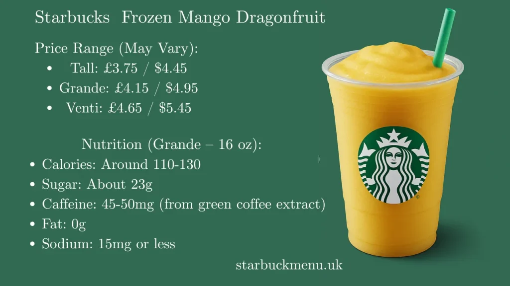 Frozen Mango Dragonfruit Starbucks Refresha Drink Price & Calories 1 Frozen Mango Dragonfruit Starbucks Refresha Drink uk