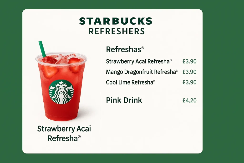 Starbucks Menu Prices UK 2025 August 2 Starbucks Refresha Drink